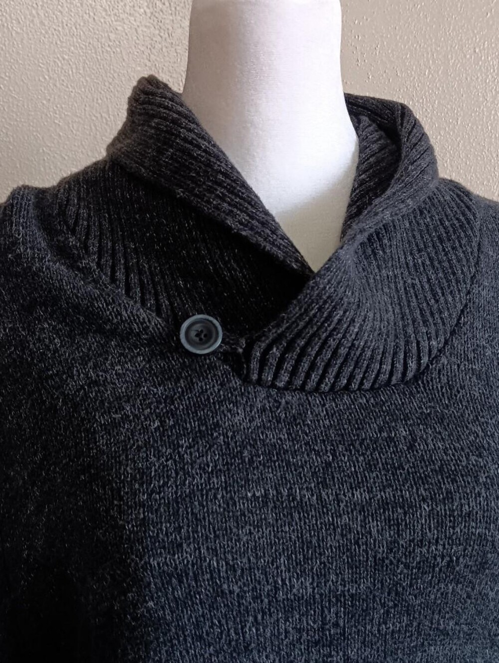 Urban Pipeline Shawl Collar Charcoal Mens Knit Pullover Academia Sweater Large - Picture 3 of 8
